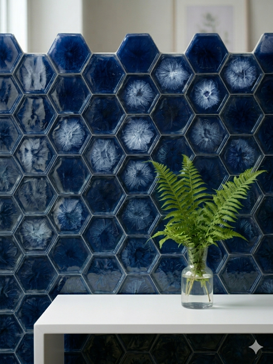 "Blue Shape" Exotic Resin Tile - Six Pack