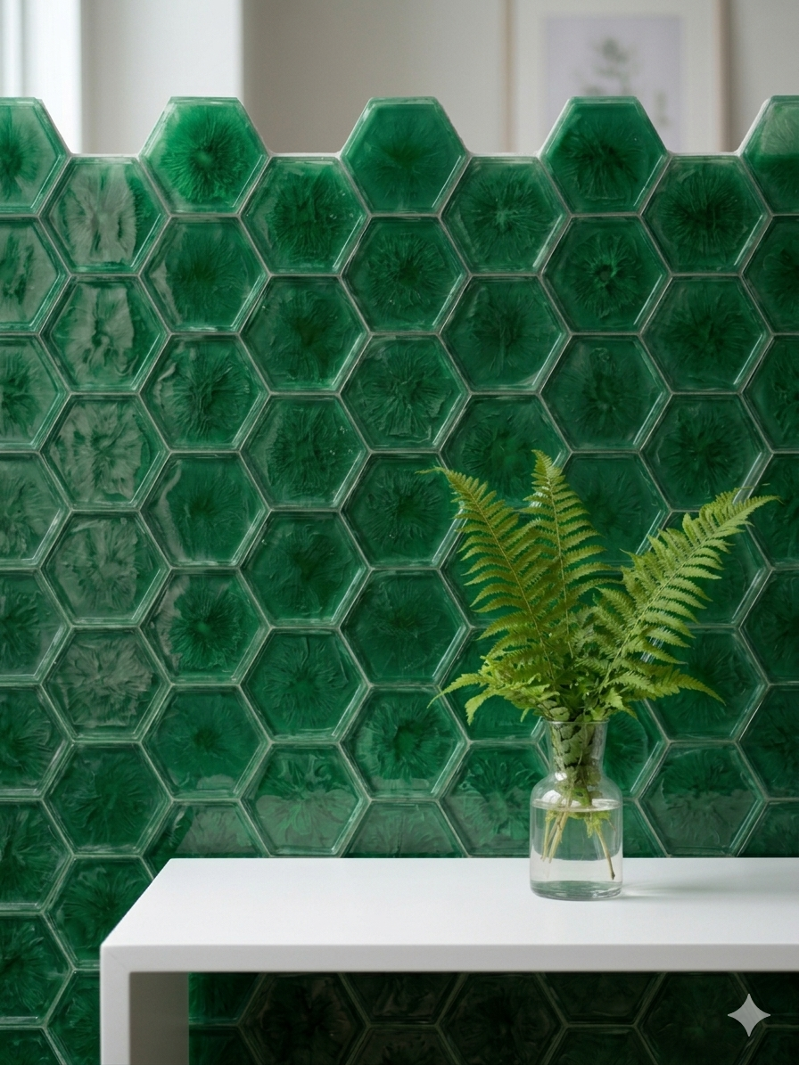 "Green Shape" Exotic Resin Tile - Six Pack