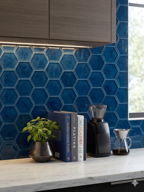 "Blue Shape" Exotic Resin Tile - Six Pack