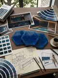 "Blue Shape" Exotic Resin Tile - Six Pack