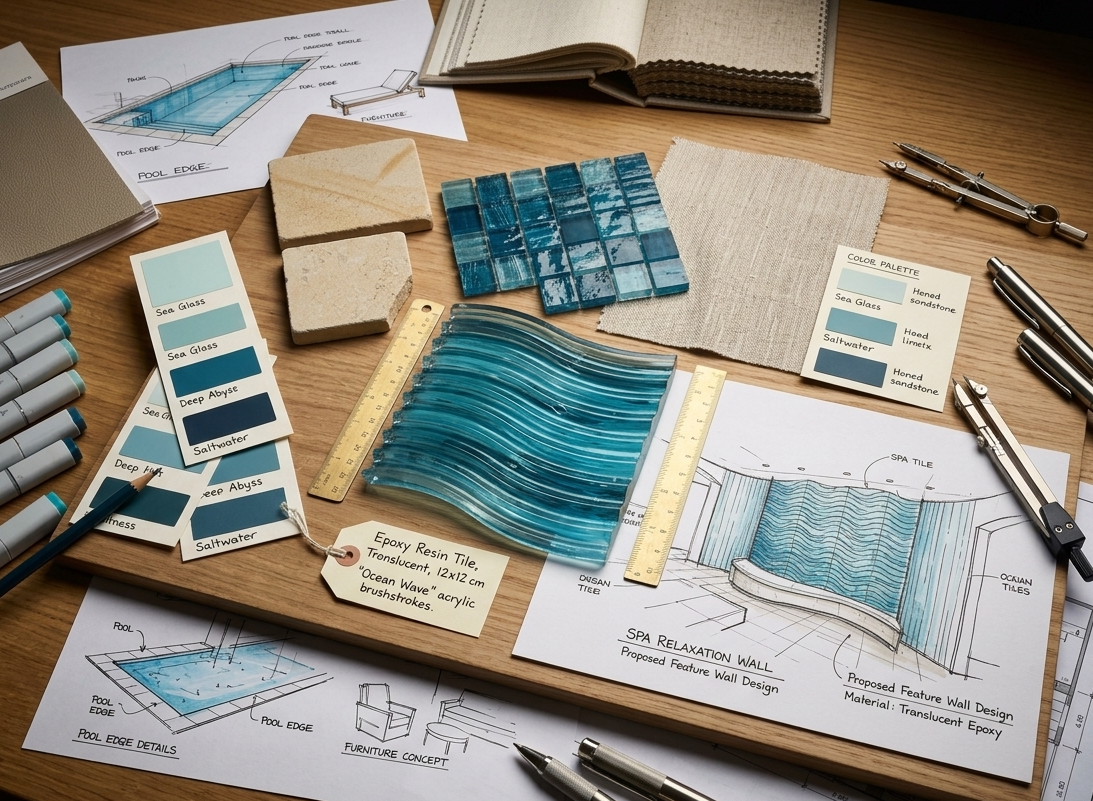 "Waves Shape" Exotic Resin Tile - Six Pack