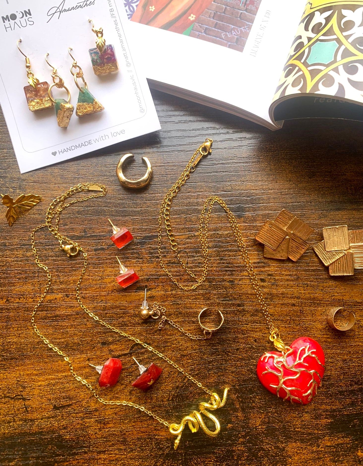 "Hearth" Collection - Exotic resin jewelry